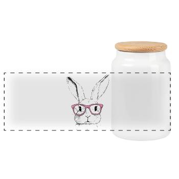 Hasenohren Bunny Brille Kaninchen Hase Geschenk - Panorama Keksdose mit Holzdeckel - Weiß - Vorne