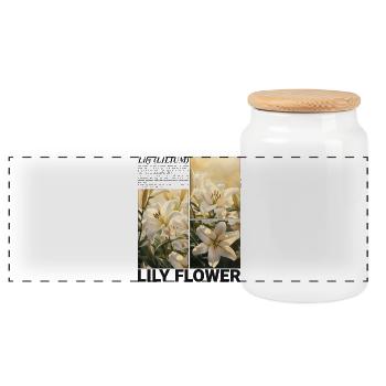Lily Flower Lily Blossom Botany Aesthetics Gift - Panoramic Cookie Jar with Wooden Lid - white - Front