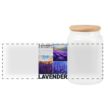 Lavender Lavandula Nature Provence Botanical Gift - Panoramic Cookie Jar with Wooden Lid - white - Front