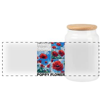 Poppy Nature Aesthetics Botany Flower Gift - Panoramic Cookie Jar with Wooden Lid - white - Front