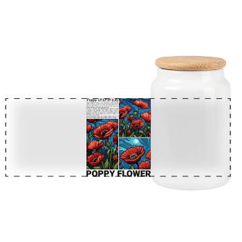 Poppy Nature Flower Botany Aesthetics Gift - Panoramic Cookie Jar with Wooden Lid - white - Front