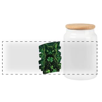 Chat de la Saint-Patrick - Boîte à biscuits avec couvercle en bois - blanc - Devant