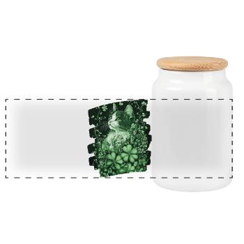 Chat trèfle de la Saint-Patrick - Boîte à biscuits avec couvercle en bois - blanc - Devant