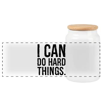 i can do hard things - Panoramic Cookie Jar with Wooden Lid - white - Front