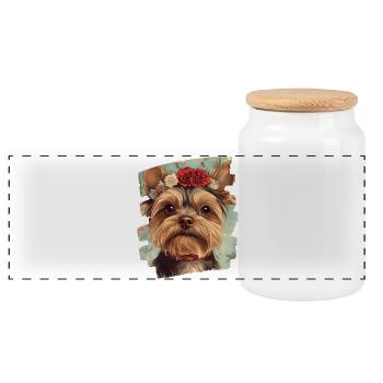 Yorkshire Terrier - Panorama Keksdose mit Holzdeckel - Weiß - Vorne