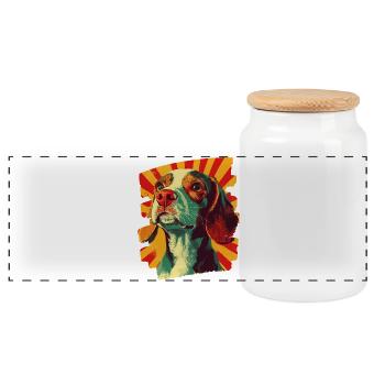Beagle - Boîte à biscuits avec couvercle en bois - blanc - Devant