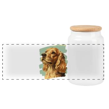 Cocker Spaniel - Boîte à biscuits avec couvercle en bois - blanc - Devant