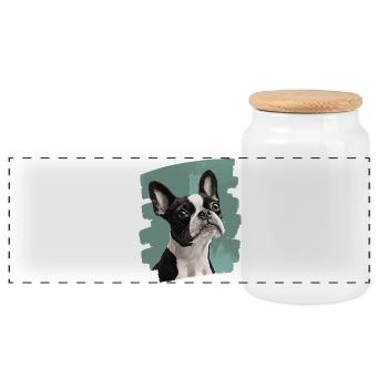 Boston Terrier - Panorama Keksdose mit Holzdeckel - Weiß - Vorne