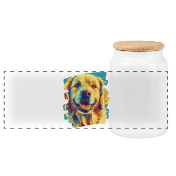 Golden retriever - Boîte à biscuits avec couvercle en bois - blanc - Devant