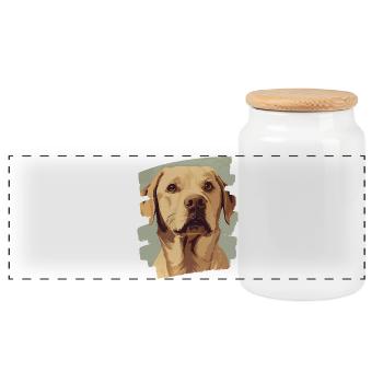Labrador - Boîte à biscuits avec couvercle en bois - blanc - Devant
