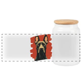 Doberman - Boîte à biscuits avec couvercle en bois - blanc - Devant