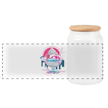 Eisbecher Retrowave - Panorama Keksdose mit Holzdeckel - Weiß - Vorne