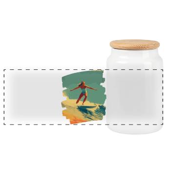 Surfer - Panorama Keksdose mit Holzdeckel - Weiß - Vorne