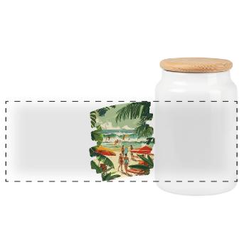 Surfer - Panorama Keksdose mit Holzdeckel - Weiß - Vorne