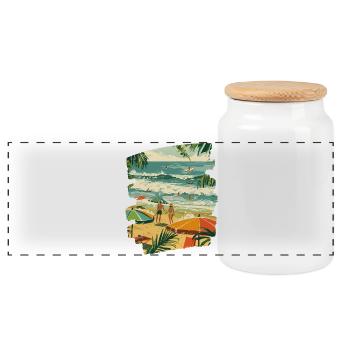 Surfeur - Boîte à biscuits avec couvercle en bois - blanc - Devant