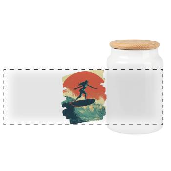Surfeur - Boîte à biscuits avec couvercle en bois - blanc - Devant