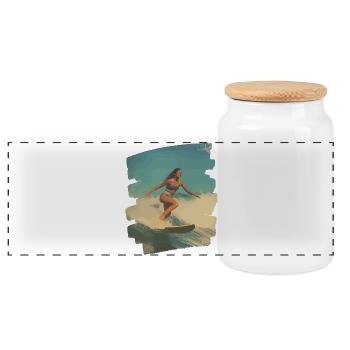 Surfeur - Boîte à biscuits avec couvercle en bois - blanc - Devant