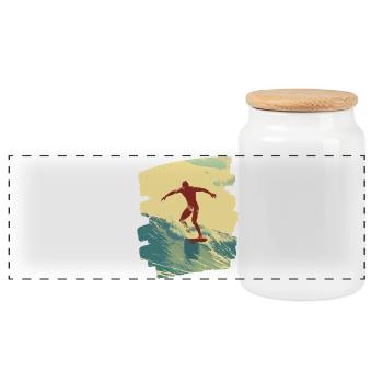 Surfer - Panorama Keksdose mit Holzdeckel - Weiß - Vorne