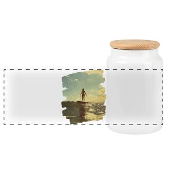 Stand-up paddle SUP - Boîte à biscuits avec couvercle en bois - blanc - Devant