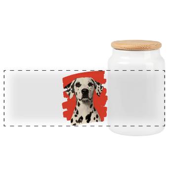 Dalmatian - Panoramic Cookie Jar with Wooden Lid - white - Front