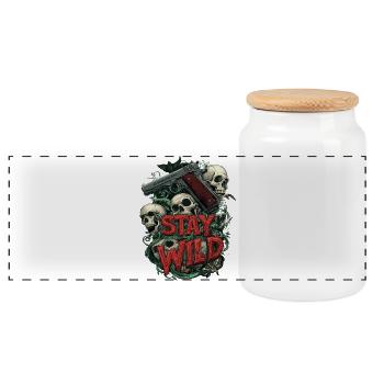 Stay Wild 1911 Handgun Sportshooter - Panorama Keksdose mit Holzdeckel - Weiß - Vorne