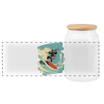 Kitesurfers - Panoramic Cookie Jar with Wooden Lid - white - Front