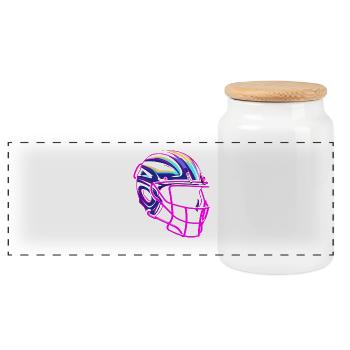 Casque de crosse Synthwave - Boîte à biscuits avec couvercle en bois - blanc - Devant