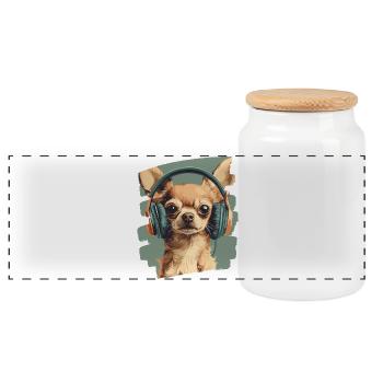 Chihuahua - Boîte à biscuits avec couvercle en bois - blanc - Devant