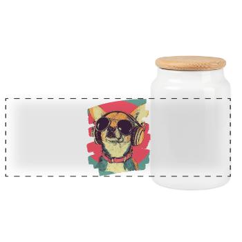 Chihuahua - Boîte à biscuits avec couvercle en bois - blanc - Devant