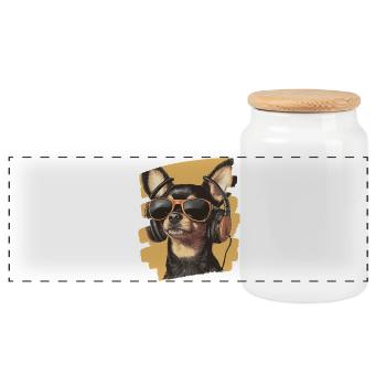Chihuahua - Boîte à biscuits avec couvercle en bois - blanc - Devant