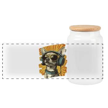 Chihuahua - Boîte à biscuits avec couvercle en bois - blanc - Devant