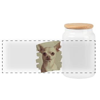 Chihuahua - Boîte à biscuits avec couvercle en bois - blanc - Devant