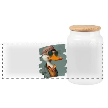 Ferme de canards - Boîte à biscuits avec couvercle en bois - blanc - Devant