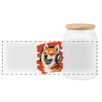 Shiba Inu - Panoramic Cookie Jar with Wooden Lid - white - Front