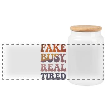 paresseux fatigué chemise groovy rétro drôle sarcastique art - Boîte à biscuits avec couvercle en bois - blanc - Devant