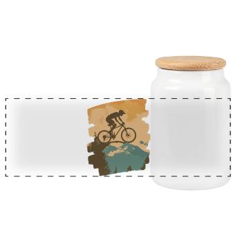 Mountain bikers MTB Mountains Cycling - Panoramic Cookie Jar with Wooden Lid - white - Front