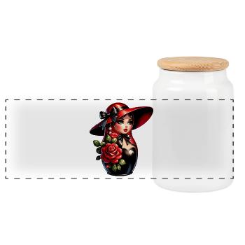 Russian Girl! Matryoshka Russian for Russians - Panoramic Cookie Jar with Wooden Lid - white - Front