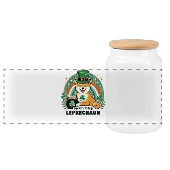 Teilzeit Kobold Hund St. Patricks Tag - Panorama Keksdose mit Holzdeckel - Weiß - Vorne