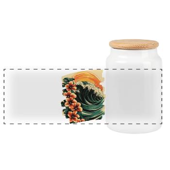 Hawaii Beach - Panoramic Cookie Jar with Wooden Lid - white - Front