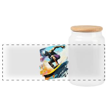 Surfer Surfen Surfbrett Surfing - Panorama Keksdose mit Holzdeckel - Weiß - Vorne
