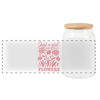 Just a girl who loves flowers - Blumen Spruch - Panorama Keksdose mit Holzdeckel - Weiß - Vorne