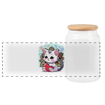 Chat Indien Chats Coeur Coeurs Chaton Indien - Boîte à biscuits avec couvercle en bois - blanc - Devant
