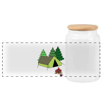 Feu de camp Tente de feu Camp Camping Camping - Boîte à biscuits avec couvercle en bois - blanc - Devant
