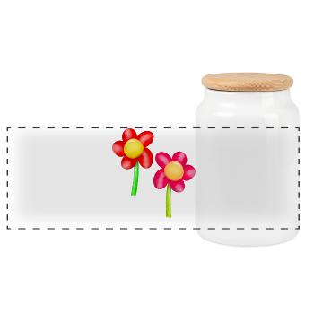 Flowers Flower Spring - Panoramic Cookie Jar with Wooden Lid - white - Front