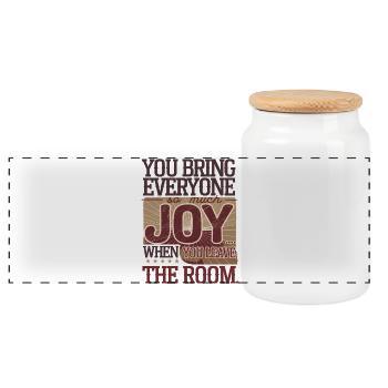 Sarcastic Vintage Design – You Bring Everyone Joy - Panoramic Cookie Jar with Wooden Lid - white - Front