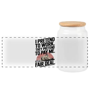 Travail Humour Je fais semblant de travailler, ils font semblant de payer - Boîte à biscuits avec couvercle en bois - blanc - Devant