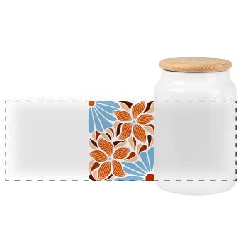 Boho Flowers Spring Summer Garden Nature - Panoramic Cookie Jar with Wooden Lid - white - Front