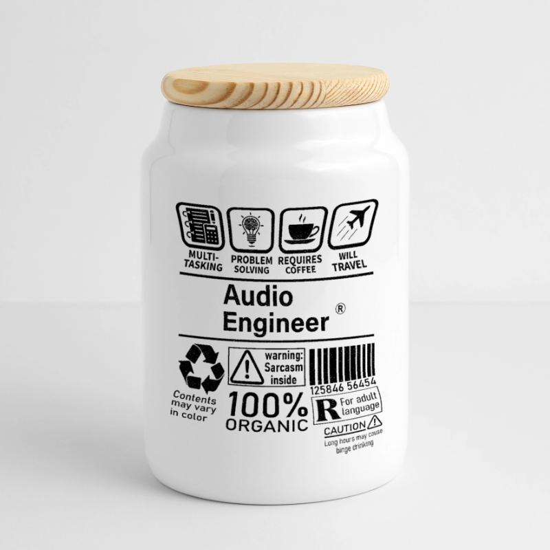 Audio Engineer multi tasking problem solving Panorama Keksdose mit Holzdeckel