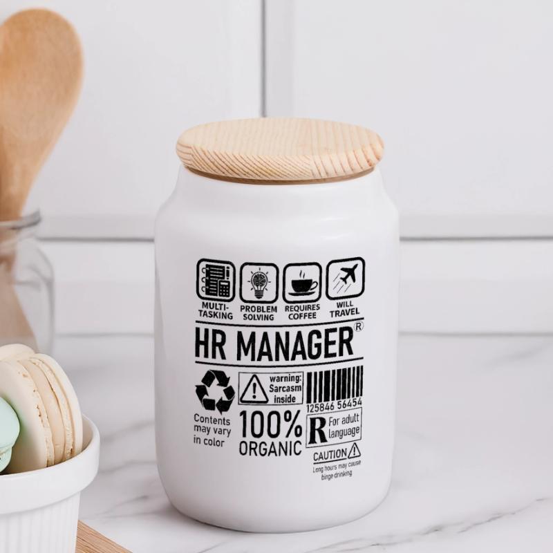 Hr Manager multi tasking problem solving Panoramic Cookie Jar with Wooden Lid