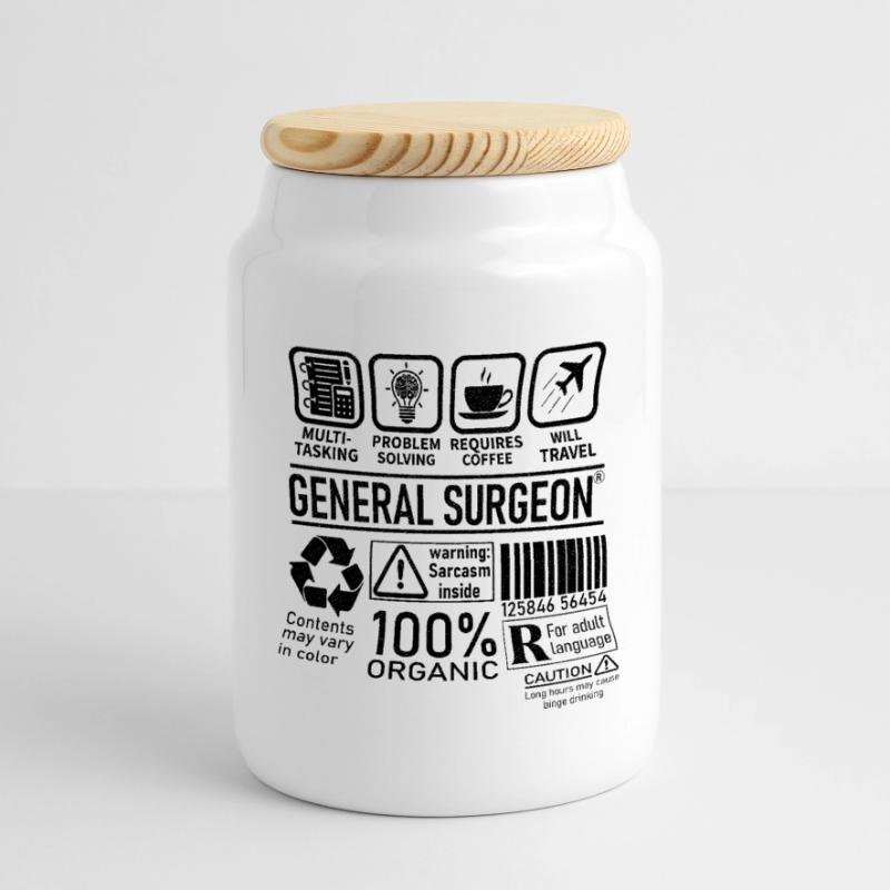 General Surgeon multi tasking problem solving Panoramic Cookie Jar with Wooden Lid